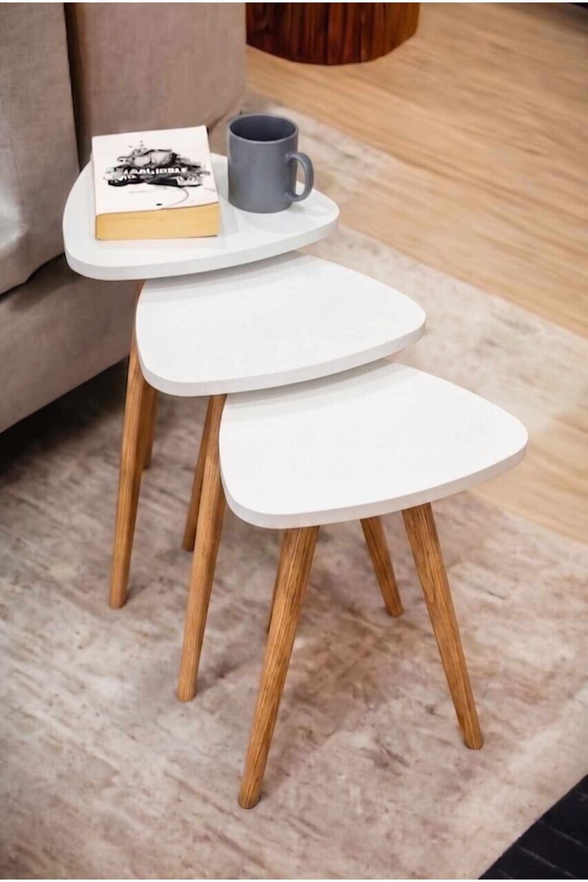 Set masute 3 piese, Hanah Home, Peka452, PAL, Alb / Natural — imaginea 2