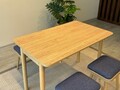 Set masa extensibila si 6 scaune, Vella, Vina Mini 06 1048, PAL, Stejar / Albastru închis