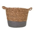 Cos pentru depozitare, Creaciones Meng, 16x19 cm, stuf/hartie impletita, natural/gri