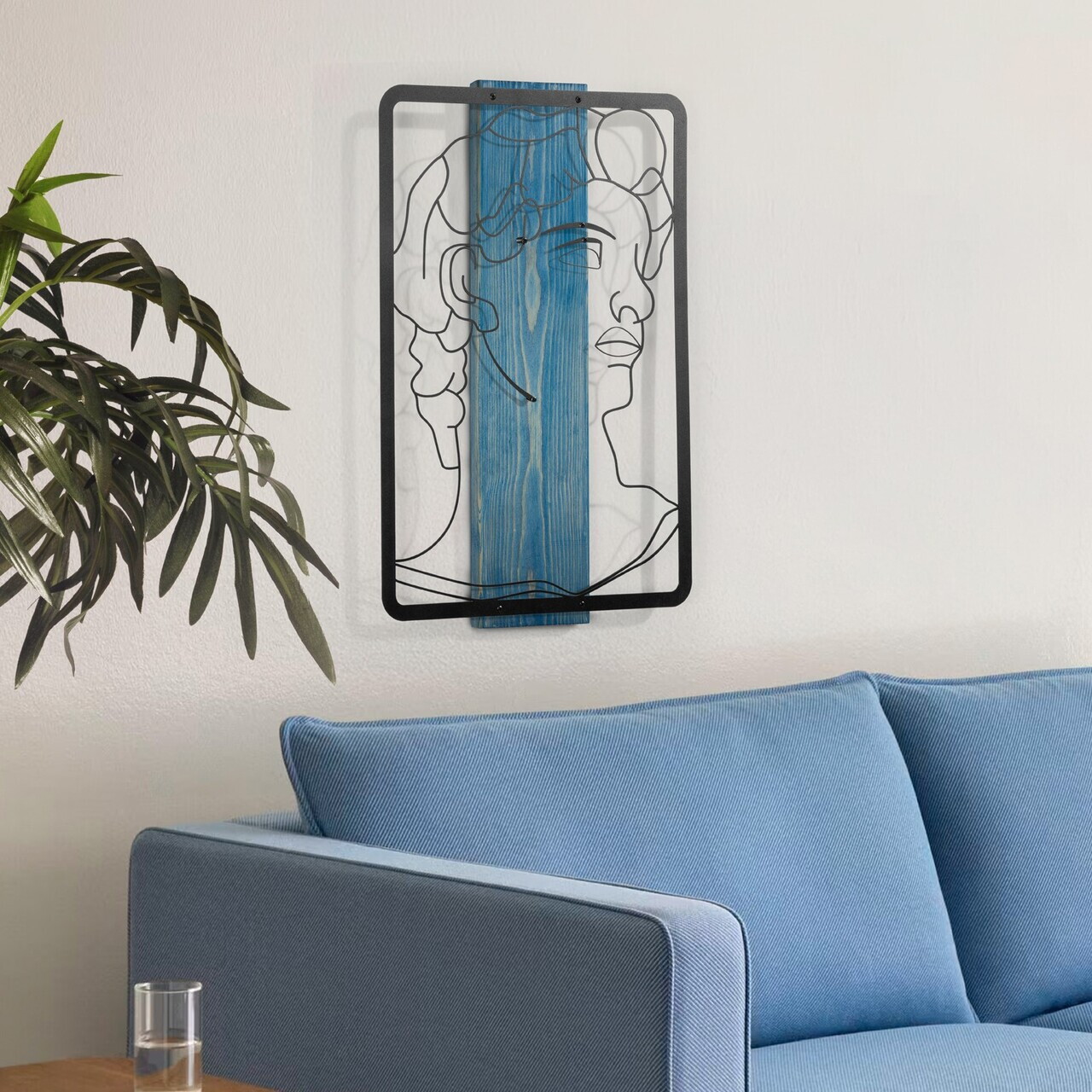 Decoratiune de perete, Aether, Cadru: Lemn (Grosime: 2 cm), Albastru/Negru — imaginea 5