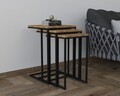 Set masute 3 piese, Puqa Design, Stoli, PAL, Negru / Vechi
