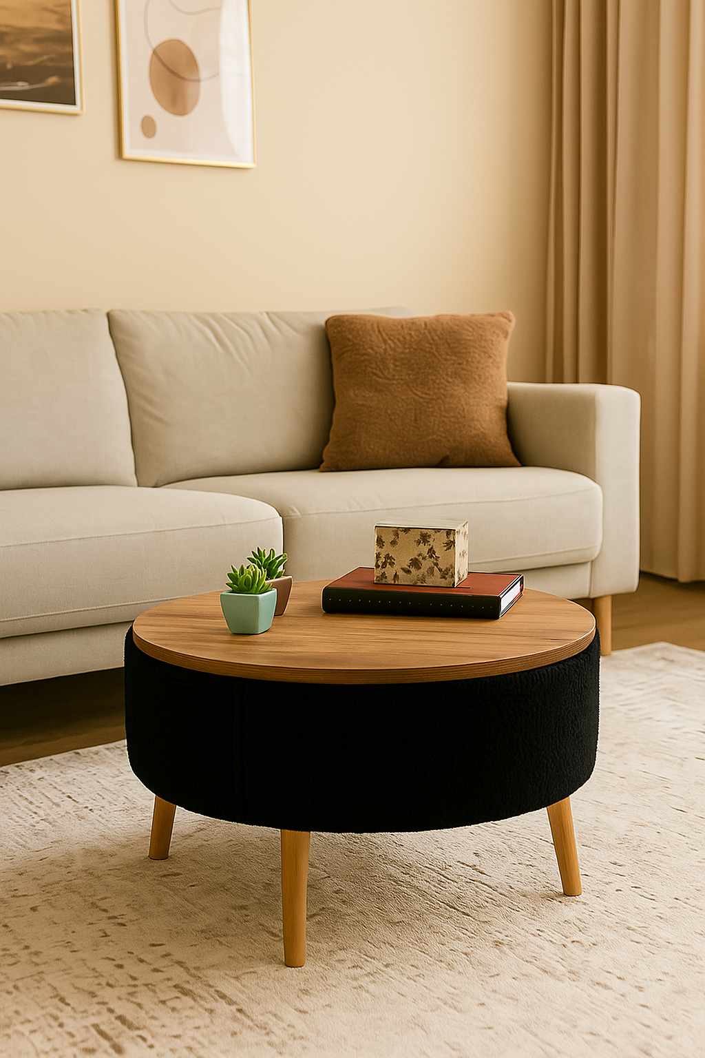 Masuta de cafea, Hanah Home, Iris, Negru