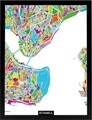 Tablou decorativ Istanbul Map, Homemania, 32x42 cm, MDF/sticla