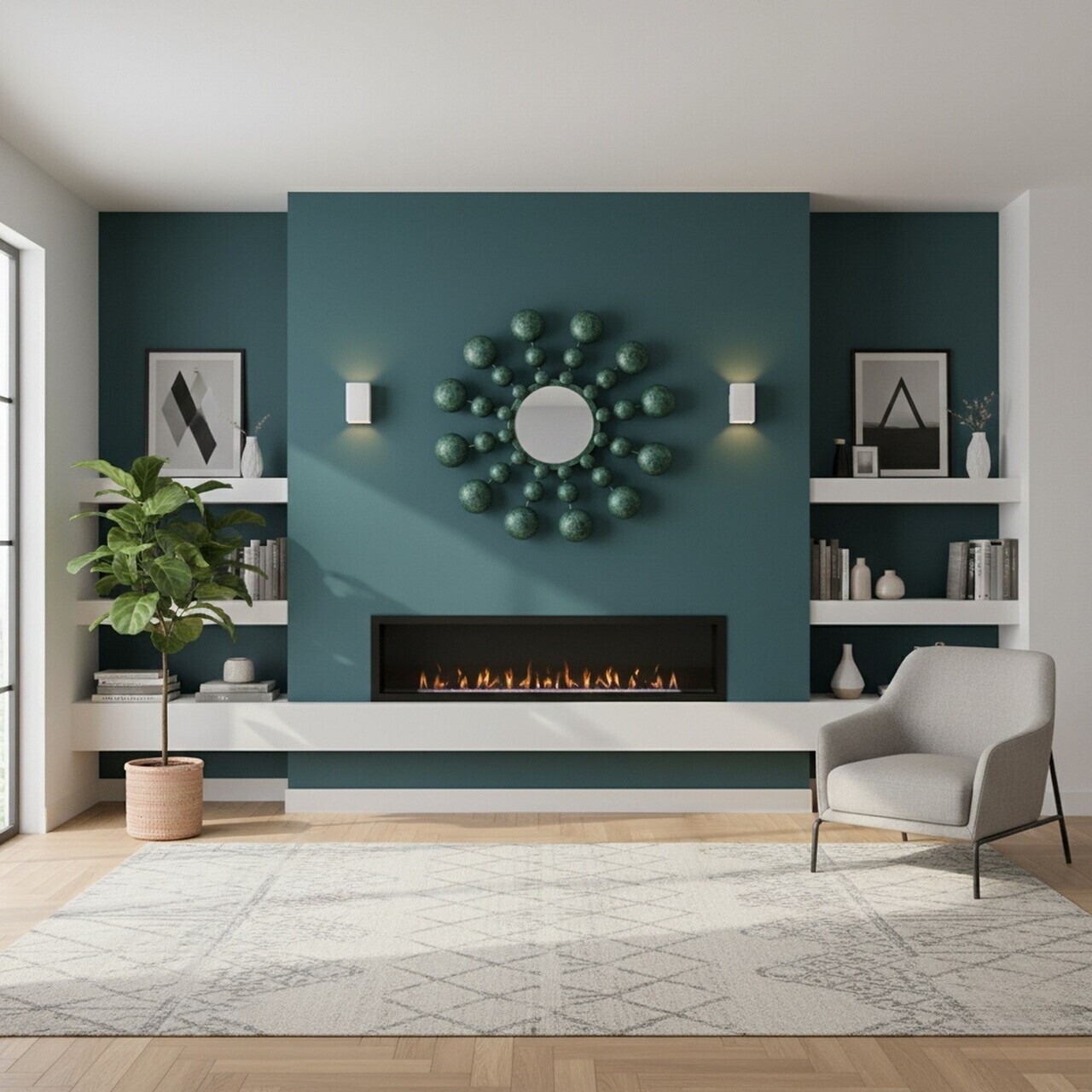 Oglinda decorativa, Bys, Oglindă de sticlă, Multicolor — imaginea 3