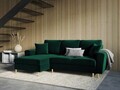 Coltar extensibil stanga 4 locuri, Moghan, Micadoni Home, GL, 241x145x88 cm, catifea, verde bottle