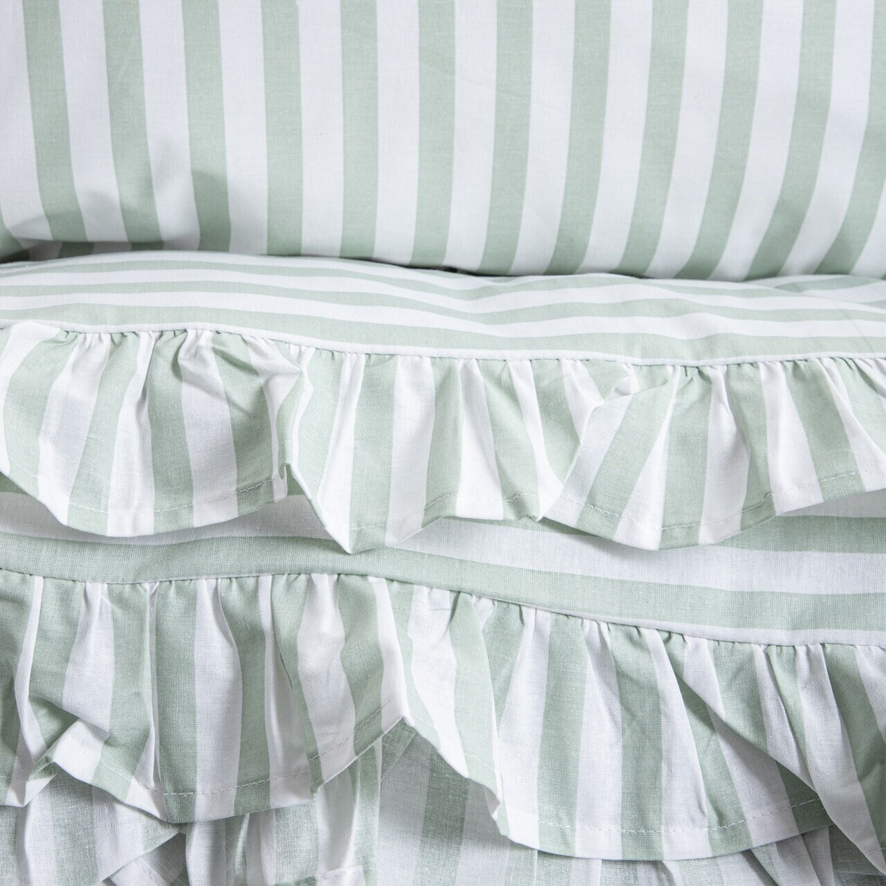 Lenjerie de pat King Size, Trudy, Homla, 200x220 cm, 3 piese, bumbac, verde fistic/alb - view 2