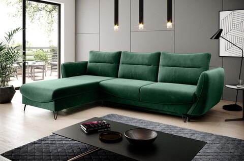 Coltar extensibil stanga 3 locuri ELTAP, LT-35LU, Silva, 276x201x100 cm, lemn/poliester, verde inchis