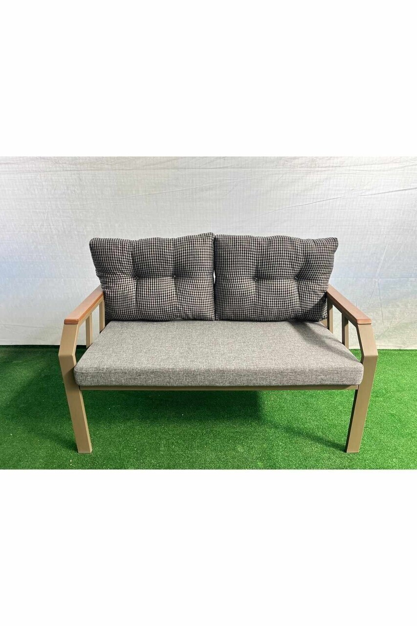 Set mobilier de gradina, Hanah Home, Nergiz 2+1+1, Metal, Negru / Alb / Auriu - view 8