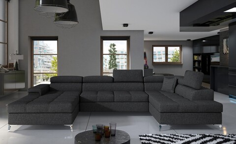 Coltar extensibil dreapta 5 locuri ELTAP, Edr-34, Eduardo, 337x205x88 cm, lemn/poliester, gri inchis