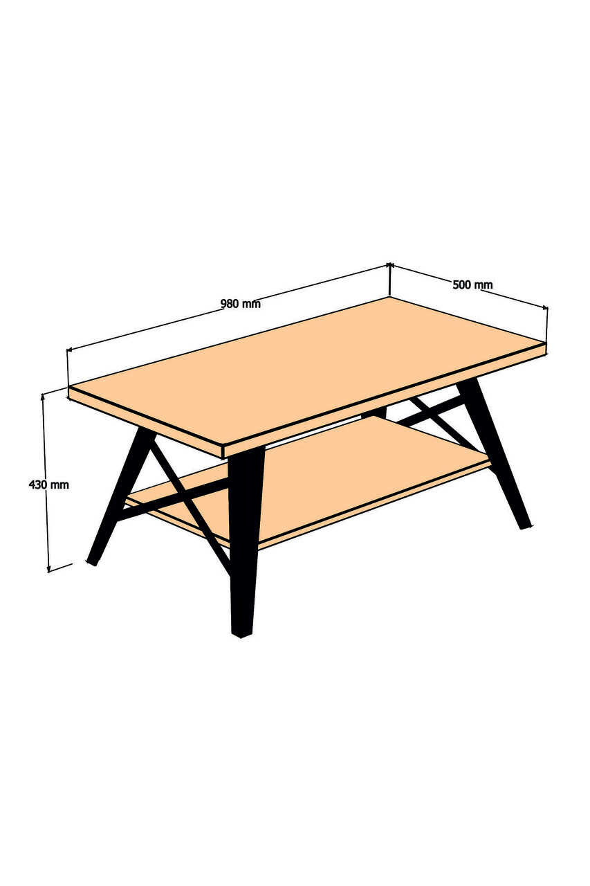 Masuta de cafea, Puqa Design, Küba, 98x43x50 cm, PAL, Safir / Negru