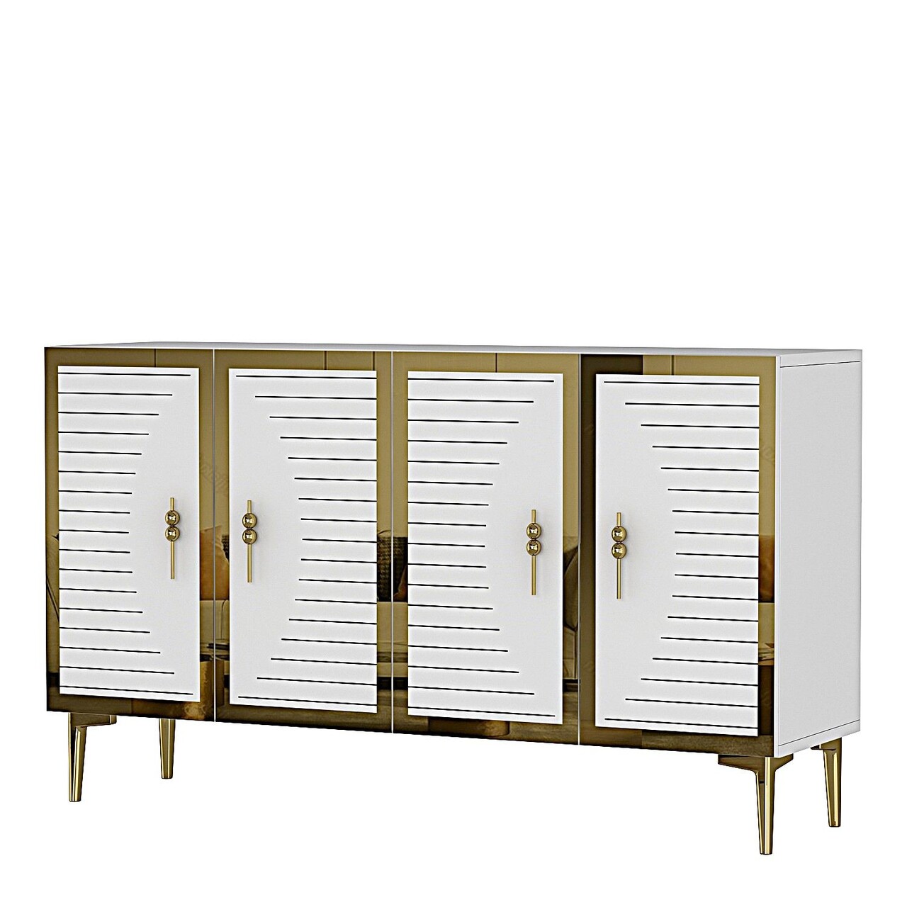 Consola, Hanah Home, Tuna 120, 120x75x32 cm, Alb/Auriu - view 6