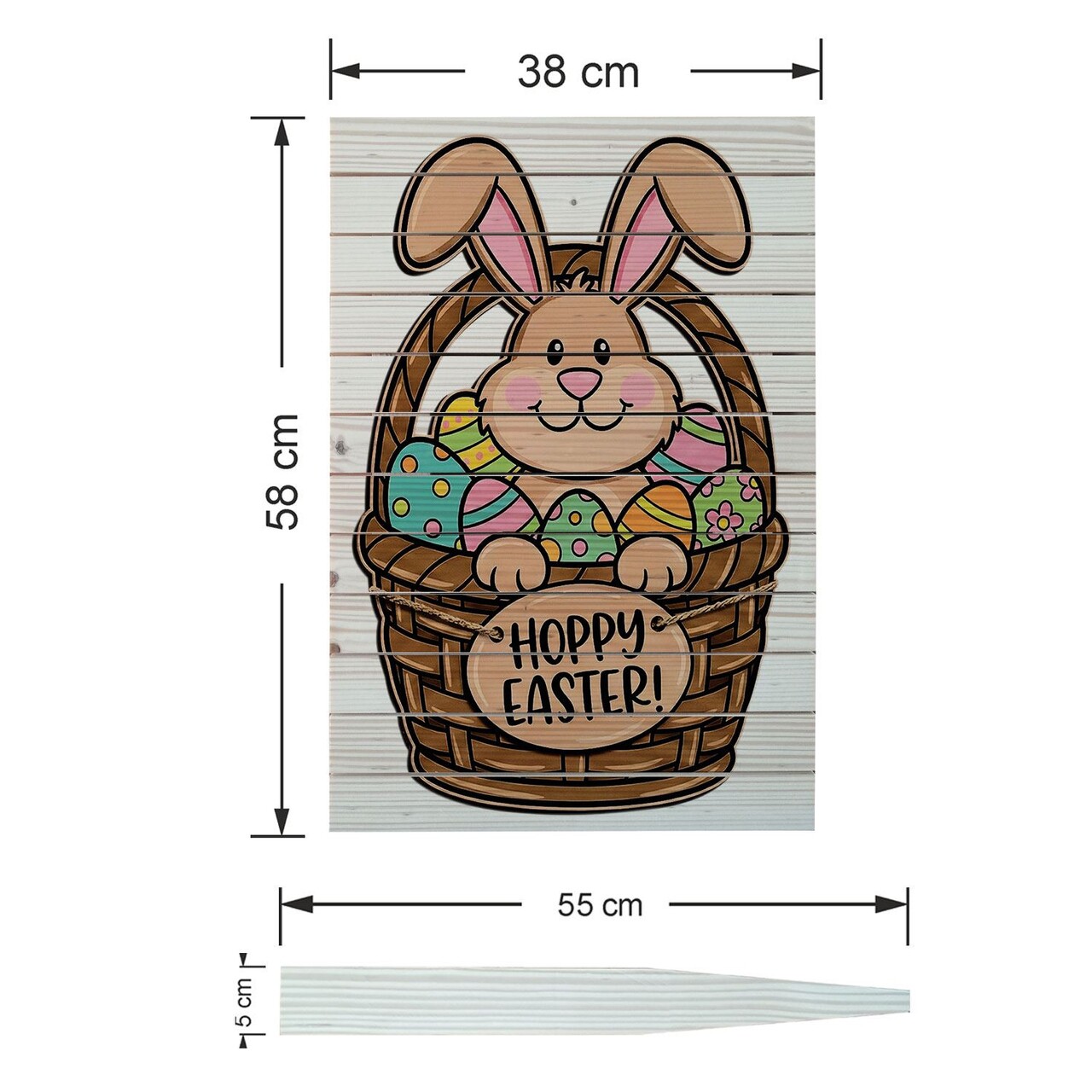 Semn de curte, Peek-a-Bunny Basket, 38x58 cm, Multicolor - imagine 4