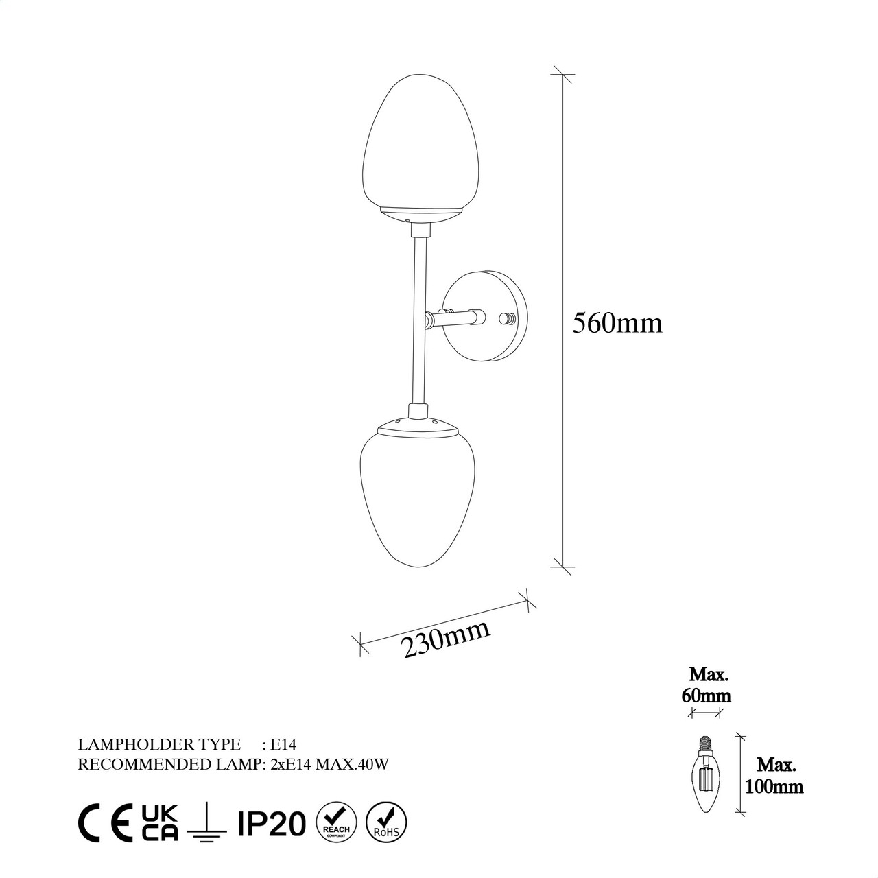 Aplica de perete, Fulgor, 942FLG1266, Metal, Cupru