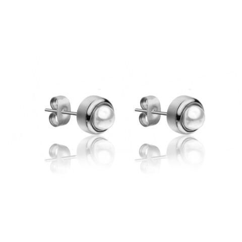 Cercei, Emily Westwood, Silver White Pearl, inox, argintiu