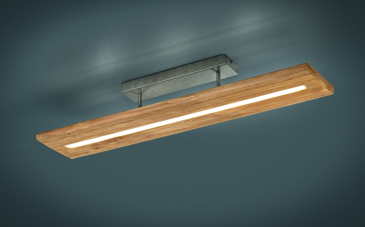 Plafoniera Brad, TRIO, 100x20x16.7 cm, 27W, 1x SMD LED, lemn, natur/gri