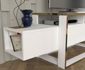 Comoda TV, Dovelle, Bianco, PAL, Alb/Auriu