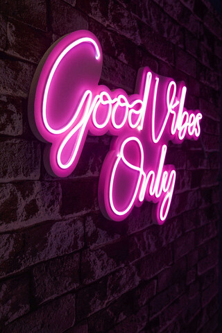 Decoratiune luminoasa LED, Good Vibes Only 2, Benzi flexibile de neon, DC 12 V, Roz mezoni.ro