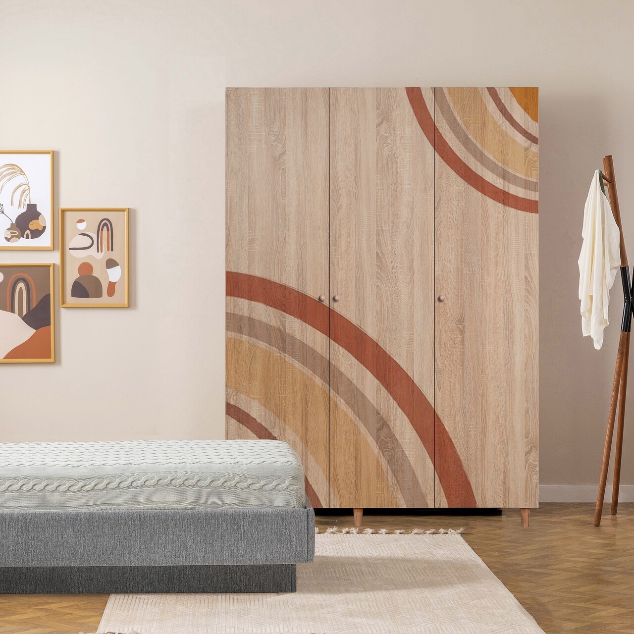 Dulap pentru haine, Vella, Lena 3 -978, 135x192x52 cm, PAL, Sonomo - 1 | YEO