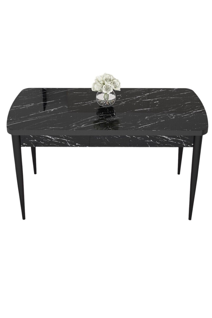 Masa, Hanah Home, Radde, 110x76x71 cm, Model de marmură neagră / Negru — imaginea 2