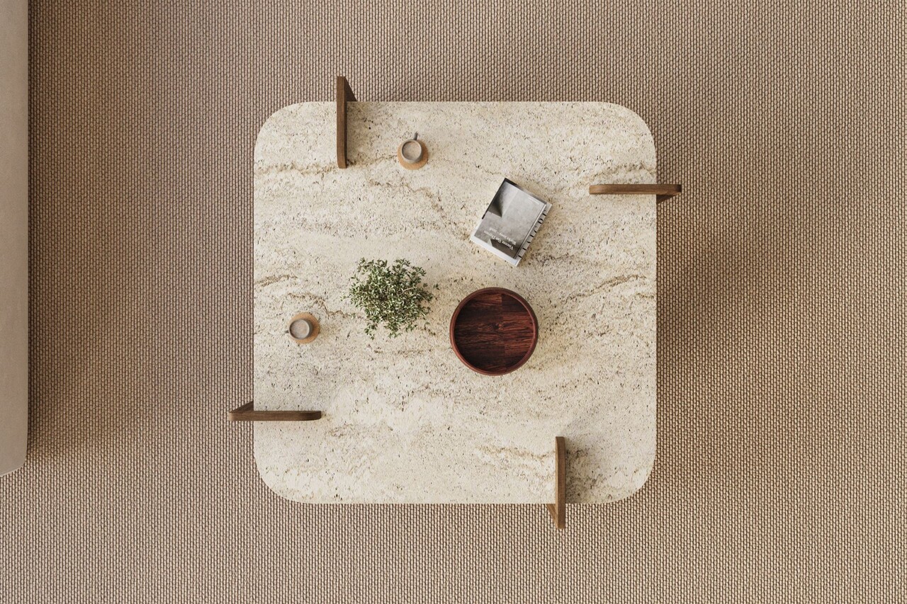Masuta de cafea, Hanah Home, Afrolli, 90x35x90 cm, PAL, Travertin / Nuc - view 4