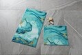 Set 2 covorase de baie Marbling, Confetti, 50x57 cm/57x100 cm, turcoaz