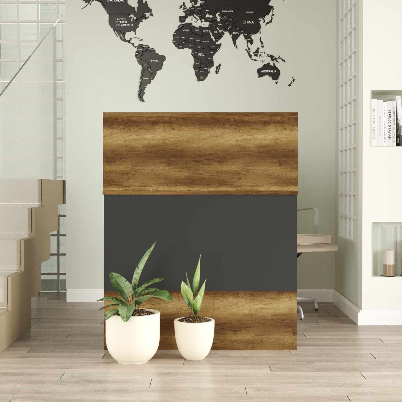 Masa de receptie, Hanah Home, Beg20-Ba, 90x110x44.5 cm, PAL, Baroc / Antracit — imaginea 3