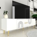 Comoda TV, Olivia, Dekol2, Alb/Auriu