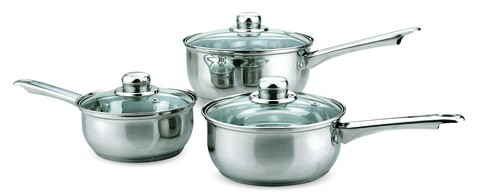 Set de gatit 6 piese, Sabichi, 1 l, 1.5 l, 2 l, inox, argintiu