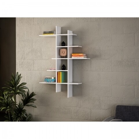 Raft pentru perete, Wooden Art, Atlanta White, 90x150x22 cm