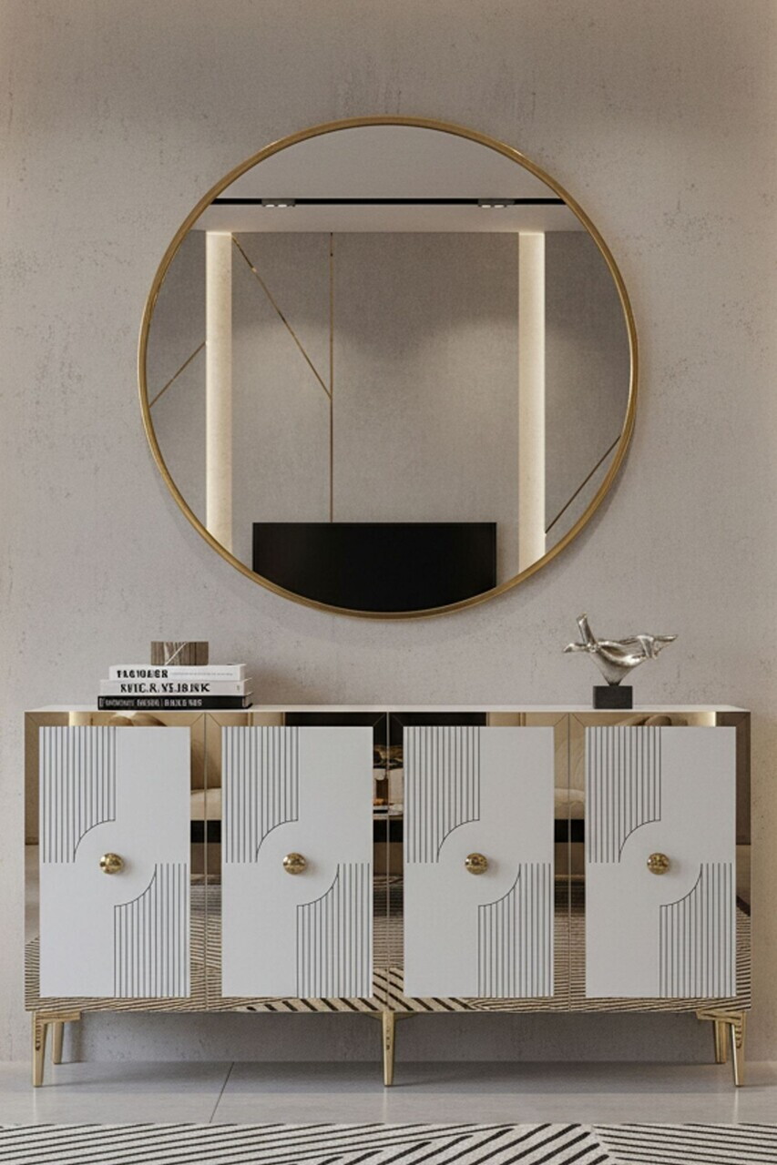 Consola, Hanah Home, Pega 150, 125x75x32 cm, Alb/Auriu — imaginea 2