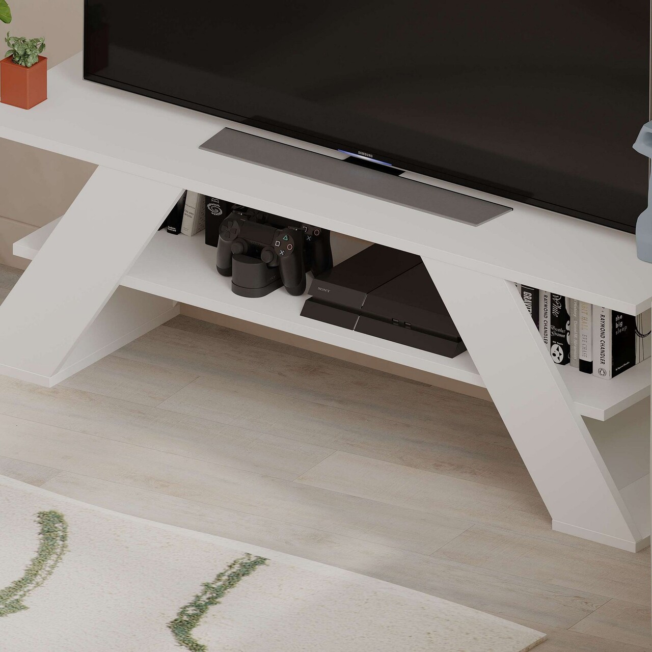 Comoda TV, Hanah Home, Farfalla, 120x40x33.5 cm, PAL, Alb - view 3