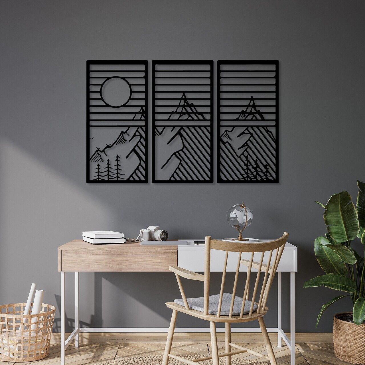 Decoratiune de perete, Scenic Trio B, Grosime: 1,5 mm, Negru — imaginea 3