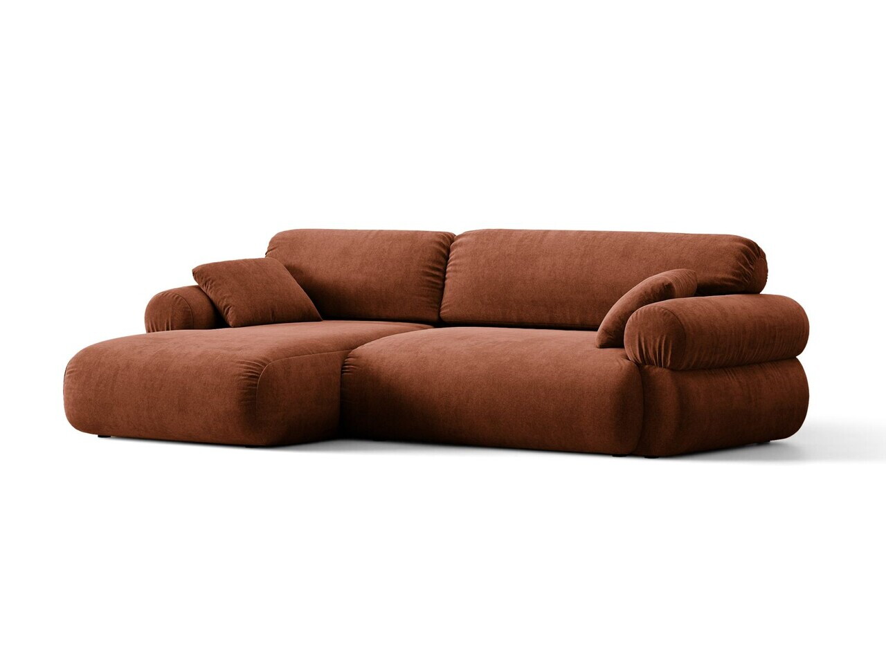 Coltar stanga 4 locuri, Ophelia, Micadoni Home, 256x164x84 cm, tesatura structurata, caramiziu — imaginea 9