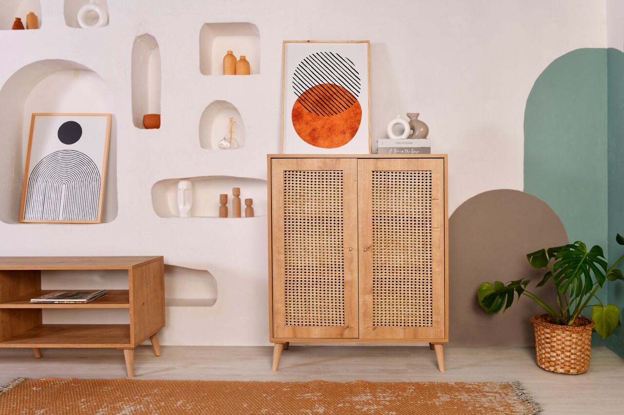 Bufet, Wolina, Hazeran Sideboard, 40x90x110 cm, Lemn de carpen, Stejar - 2 | YEO