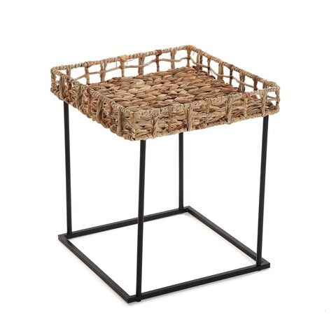 Masuta de cafea Jaxon, Versa, 48 x 48 x 52.5 cm, zambila de apa impletita/metal