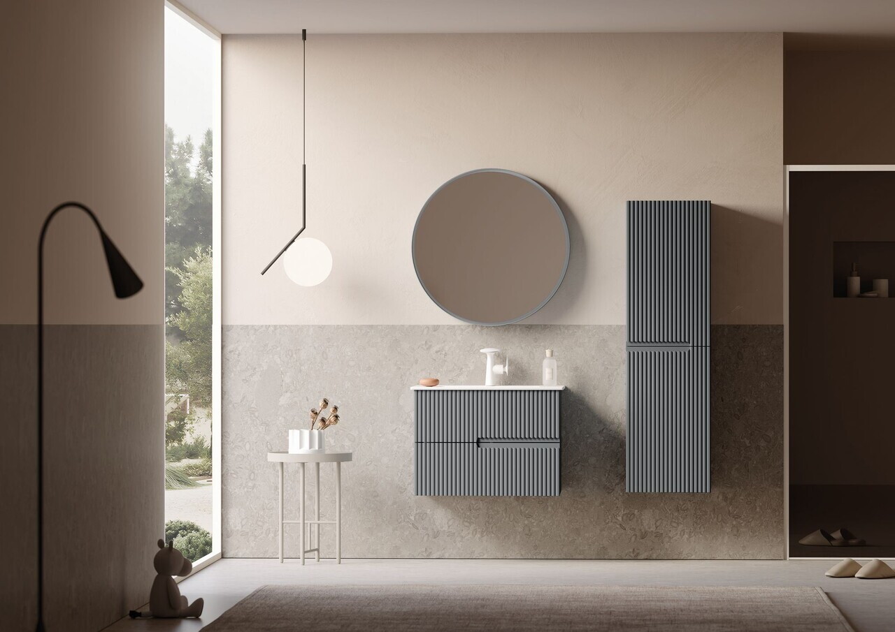 Dulap de baie cu chiuvetă, Hanah Home, Moonlight 70 v2, Gri Mat — imaginea 2