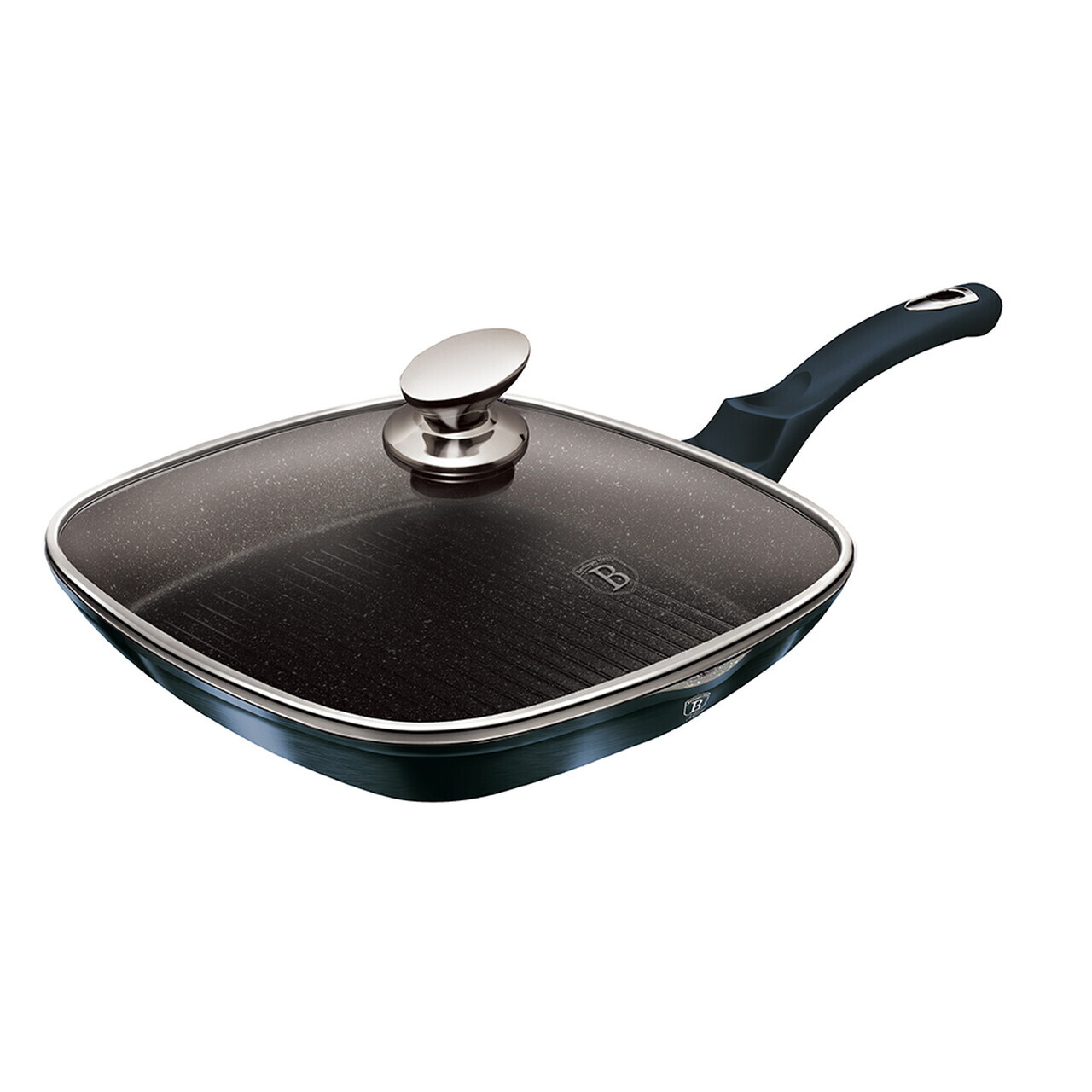 Tigaie grill cu capac Berlinger Haus, Aquamarine, 28 cm, 2.1 L, aluminiu forjat, blue - imagine 2