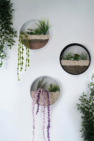 Decoratiune de perete, spicebush, metal , fier, alb negru