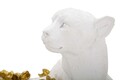 Figurina /sculptura decorativa  Leopard, Mauro Ferretti, 53x21.5x24 cm, polirasina, alb/auriu