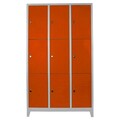 Dulap de depozitare cu incuietoare, Shelvoria, Js1024Tu, 97x200x37 cm, Otel, Gri / Portocaliu