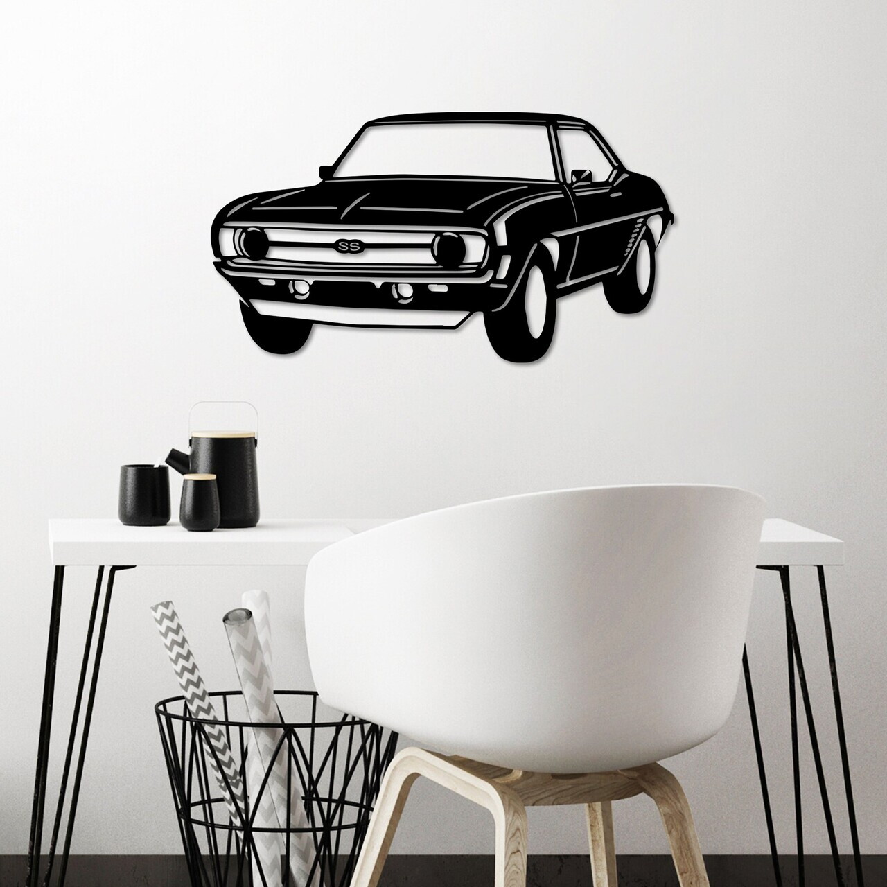 Decoratiune de perete, Chevrolet Camaro SS, Dimensiune: 60 x 33 cm , Negru — imaginea 2