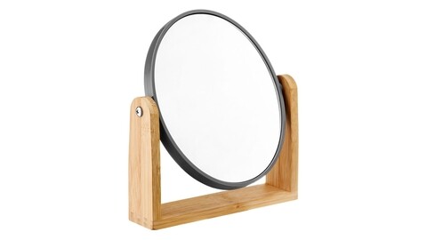 Oglinda cosmetica cu suport din bambus Beauty Round, Jotta, 18×21 cm