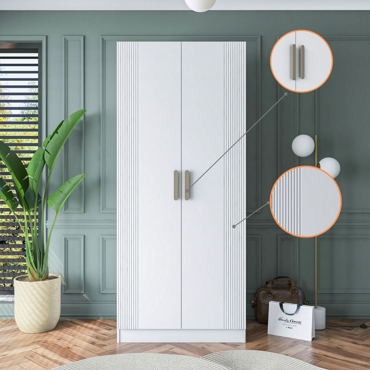 Dulap pentru haine, Hanah Home, BA179, 90x210x57.5 cm, PAL melaminat, Alb - view 4