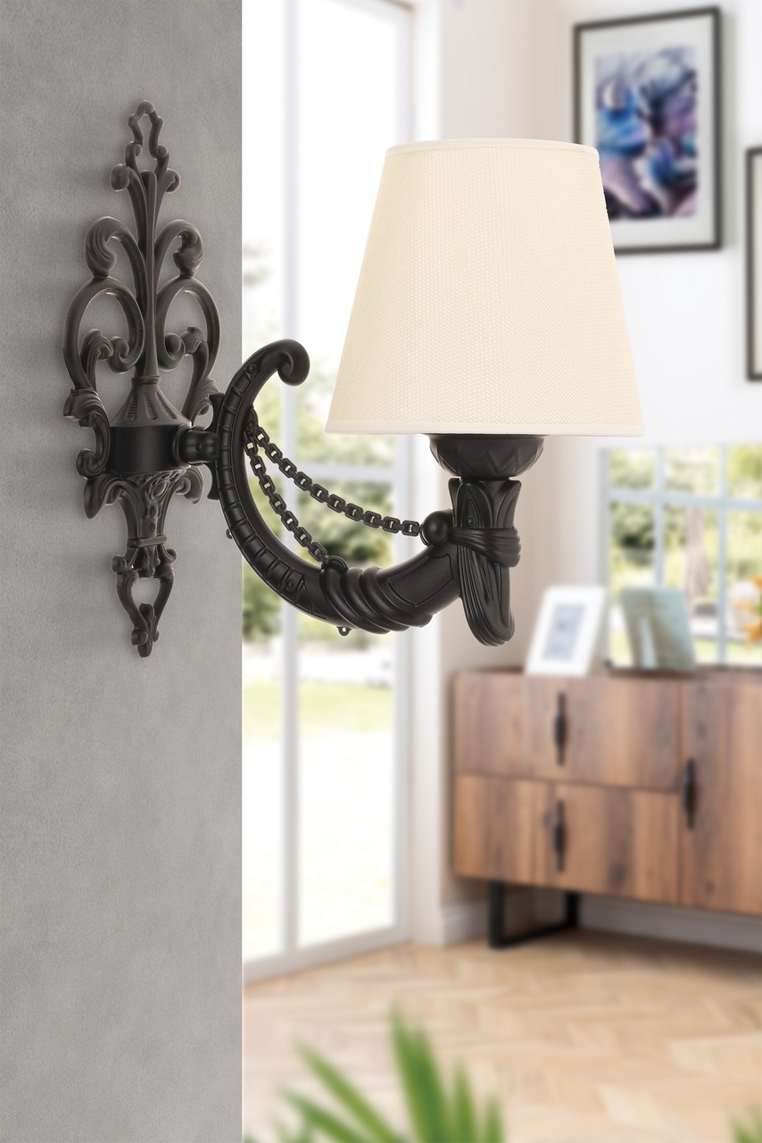 Aplica de perete, Opviq, 390FLH2346, Crem/Negru