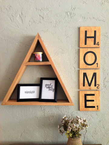 Decoratiune de perete, scrabble home , placaj , maro