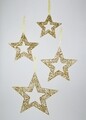 Set 4 decoratiuni Star open, Decoris, auriu