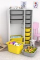 Dulap multifunctional, Estella, Rine 2D4K8U, Alb / Gri / Galben