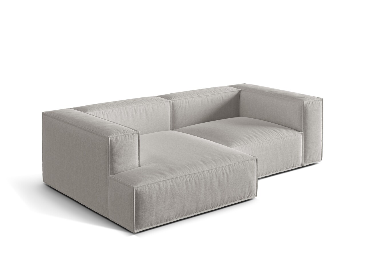 Coltar modular stanga 3 locuri, Nuria-215, Micadoni Home, 252x147x72 cm, tesatura structurata chenille, gri deschis - 1 | YEO
