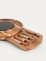 Set servire branzeturi 6 piese Fresca, Homla, lemn/portelan/inox, natur/negru