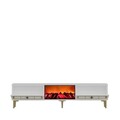 Comoda TV, Hanah Home, Orion Fireplace, 150x44.6x29.6 cm, PAL , Alb/Auriu